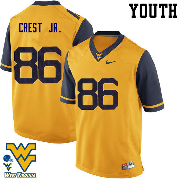 Youth #86 William Crest Jr. West Virginia Mountaineers College Football Jerseys-Gold